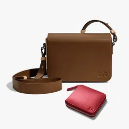DailyObjects Leather Structured Sling Bag with Zip Wallet-53