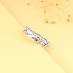 GIVA Rhodium-Plated 925 Sterling Silver Woven Leaf Adjustable Finger Ring-image-12
