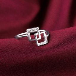 GIVA 925 Rhodium-Plated CZ Studded Finger Ring-54