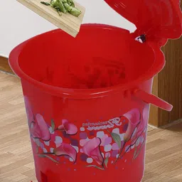 Kuber Industries Red & Pink 2 Pieces Durable Pedal Dustbins With Handle -10 Ltr Each-12