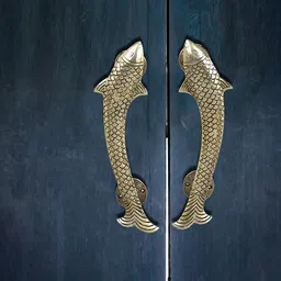 Imli Street Set of 2 Gold-Toned Fish Design Brass Door Handles-11