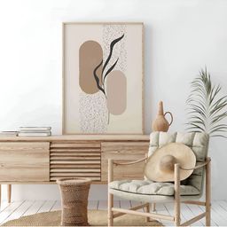 Aura Beige & Brown Abstract Wooden Wall Frame-picture-1