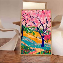 Aura Pink & Yellow Floral and Botanical Wooden Wall Frame-picture-39