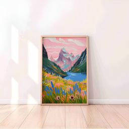 Aura Pink & Blue Floral and Botanical Wooden Wall Frame-picture-41