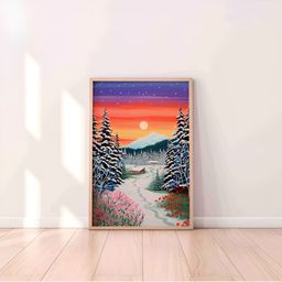 Aura Red & Blue Floral and Botanical Wooden Wall Frame-picture-13