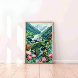 Aura Green & White Floral and Botanical Wooden Wall Frame-33