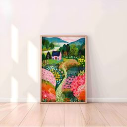 Aura Green & Pink Floral and Botanical Wooden Wall Frame-image-69
