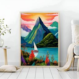 Aura Blue & Orange Nature Wooden Wall Frame-picture-45