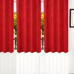 Stella Creations Red 3 Pieces Floral Emboss Room Darkening Window Core-image-83