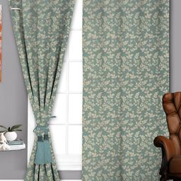 Parda Sansar Beige & Grey 2 Pieces Floral Printed Room Darkening Window Curtains-image-35