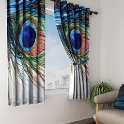 Home Sizzler Multicoloured Set of 2 Printed Room Darkening Window Curtains-17