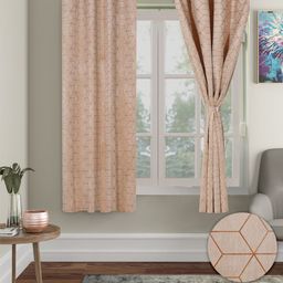 Cortina Pink & Red 2 Pieces Geometric Printed Room Darkening Window Curtain-24