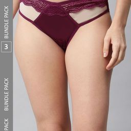 CUKOO Women Pack Of 3 Self-Design Bikini Briefs-image-23