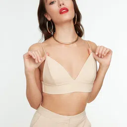 Trendyol Nude-Coloured Solid Bra Lightly Padded-picture-1