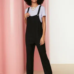 Trendyol Black Linen Basic Jumpsuit-12