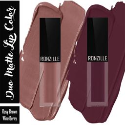 Ronzille Duo Matte Liquid Lipstick 2.5ml Each - Rosy Brown 09 & Wine Berry 12-44