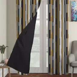 HOUZZCODE Multicoloured Black Out Window Curtain-34