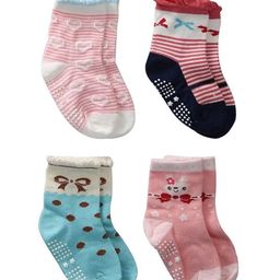FOOTPRINTS Infants Red & Blue Pack Of 4 Assorted Organic Cotton Ankle Length Socks-image-55