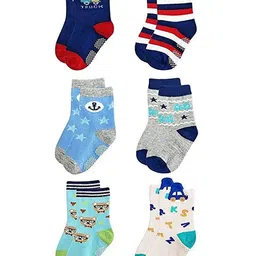 FOOTPRINTS Infants Pack Of 6 Patterned Organic Cotton Ankle-Length Socks-image-10