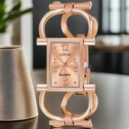 LOREM Women Rose Gold-Toned Brass Patterned Dial & Rose Gold Toned Bracelet Style Straps Analogue Watch-19