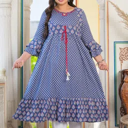 KALINI Plus Size Ethnic Motifs Printed A-Line Kurta-17