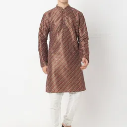 BELLAZO Mandarin Collar Striped Embellished Sequinned Straight Kurta-image-75