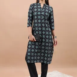 Vishudh Geometric Printed Mandarin Collar Kurta-image-99