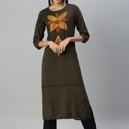 SHOWOFF Striped Sequinned Straight Kurta-picture-30