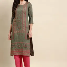 Anouk Green Ethnic Motifs Printed Straight Kurta-picture-27