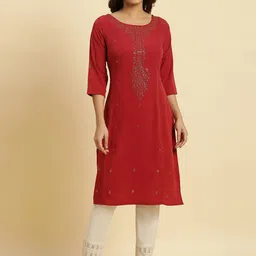 W Ethnic Motifs Embellished Sequinned Straight Kurta-picture-15