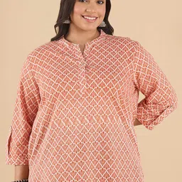 Big Hello - The Plus Life   Ethnic Motifs Printed Mandarin Collar Pure Cotton Kurti-picture-57