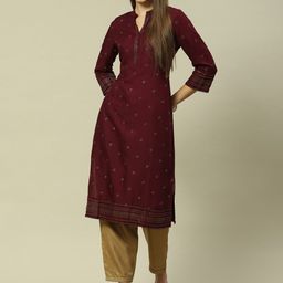 Rangriti Geometric Woven Design Kurta-image-12