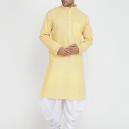 ROYAL KURTA Men Gold-Toned Mandarin Collar Kurta-image-97