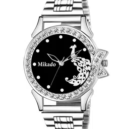 Mikado Women Multicoloured Brass Embellished Dial & Silver Toned Stainless Steel Bracelet Style Straps Watch-image-79