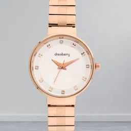 DressBerry Women White & Rose Gold Toned Bracelet Style Straps Watch HOBDB-137-RG-picture-15