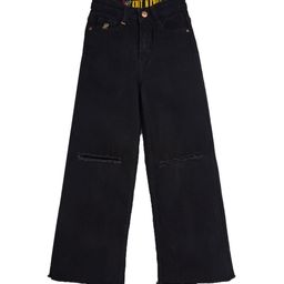 Knit N Knot Girls Wide Leg High-Rise Slash Knee Cotton Jeans-image-88