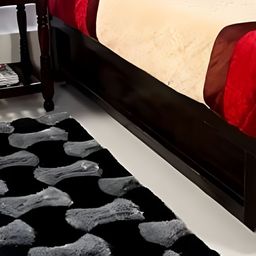 Shopgallery Grey & Black Abstract 55 cm x 1.39 m Hand Tufted Anti Slip Floor Runner-20