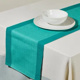 Fabindia Kislay Turquoise Blue Cotton Table Runner-picture-58