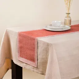 Fabindia Avikar Red & White Striped Pure Cotton Table Runner-18