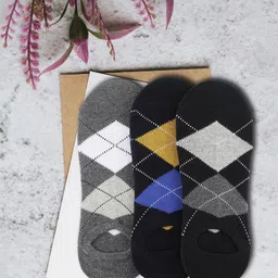 Alvaro Castagnino Men Pack Of 3 Checked Shoe Liners-26