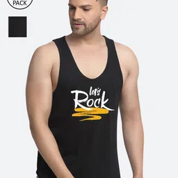 Friskers Men Black Pack Of 2 Printed 175 - 180 GSM Pure Cotton Innerwear Vest-image-83