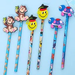 Yellow Bee Kids Set Of 6 Blue Printed Pencil-11