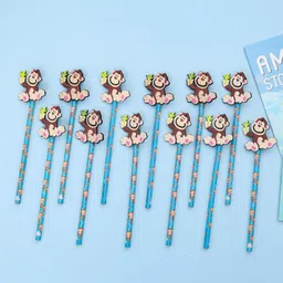Yellow Bee Kids Set Of 12 Moneky Motifs Printed Pencils-10