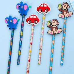 Yellow Bee Kids Pack Of 6 Printed Pencils With Motifs-image-76