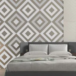 KAYRA DECOR White & Blue Geometric Design Wall Painting For Stencil-20