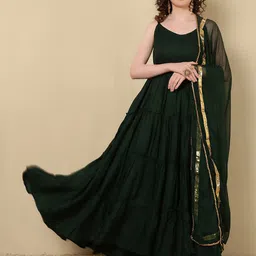 GLAM ROOTS Embroidered Sequinned Tiering Anarkali Kurta-52