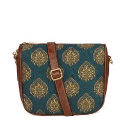 THE CLOWNFISH Ethnic Motifs Printed Jute Structured Sling Bag-58