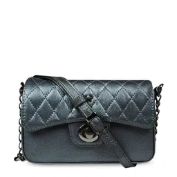 CALFNERO Women Grey Textured Leather Oversized Structured Sling Bag-image-75