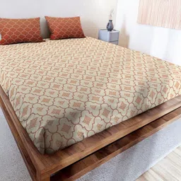 MAYFAIR HOMES LONDON Rushmoor Cream Cotton 144 TC King Bedsheet with 2 Pillow Covers-picture-42
