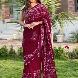 Anouk Pink Abstract Printed Pure Cotton Bagh Saree-image-94